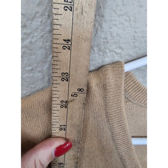 Selfridges London Geelong Lambs Wool Tan V Neck Sweater Vintage Women's Small - Picture 5 of 7